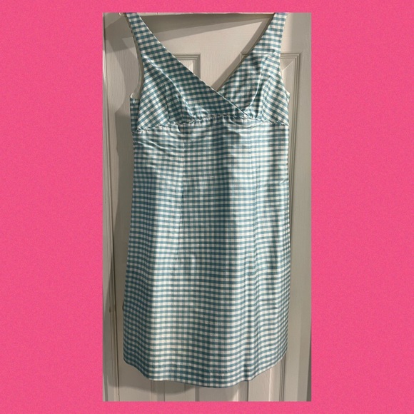 Beautiful Gingham Print Dress Blue & White - Picture 6 of 7